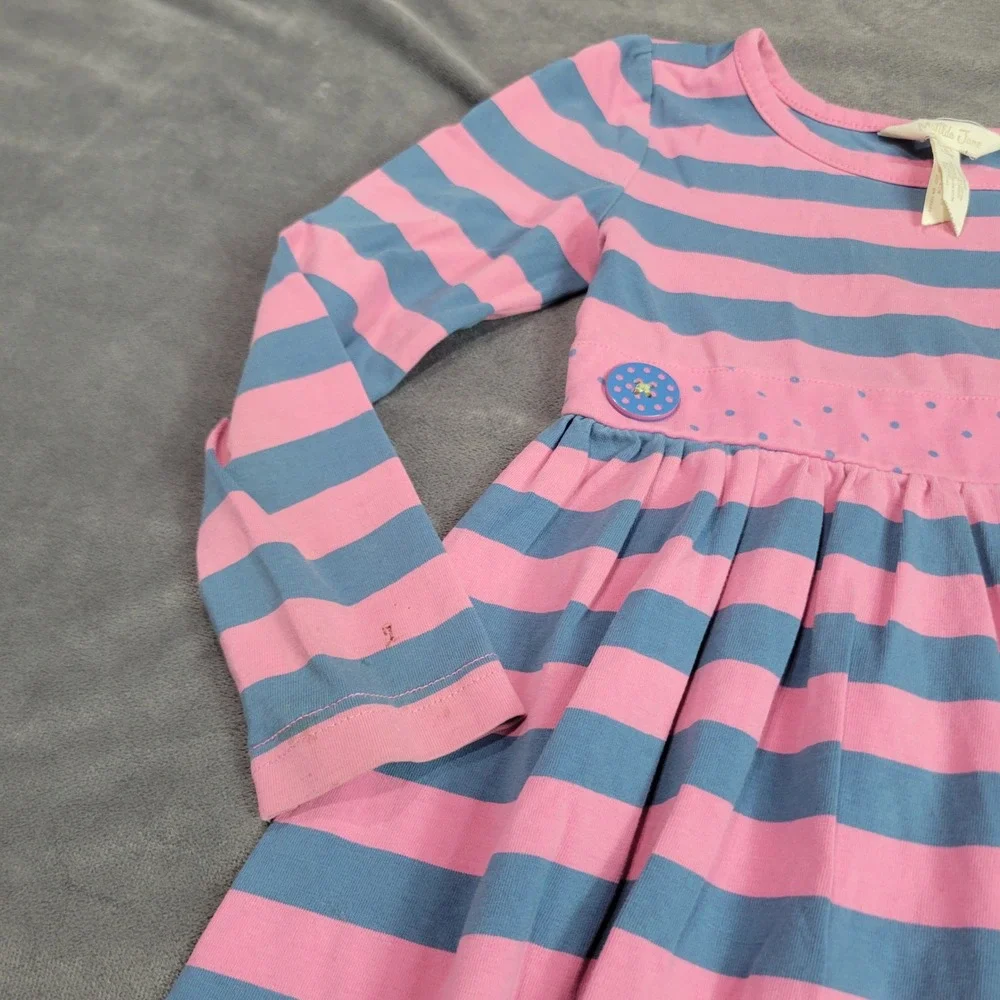 Matilda Jane Kids Pink Blue Striped Long Sleeve Ruffle Dress‎ Size 4 24032D